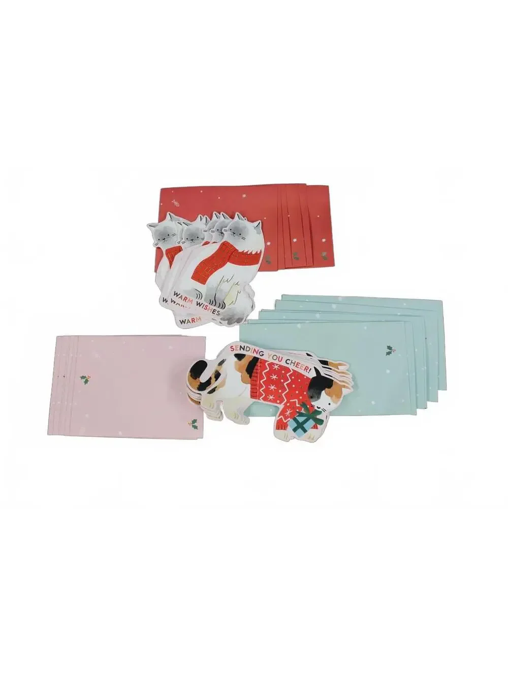 Holiday Dog Cat Pop-Up Note Card Set Christmas 6pc